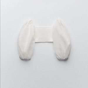 ISO white COMBINATION ORGANZA KNIT TOP from Zara